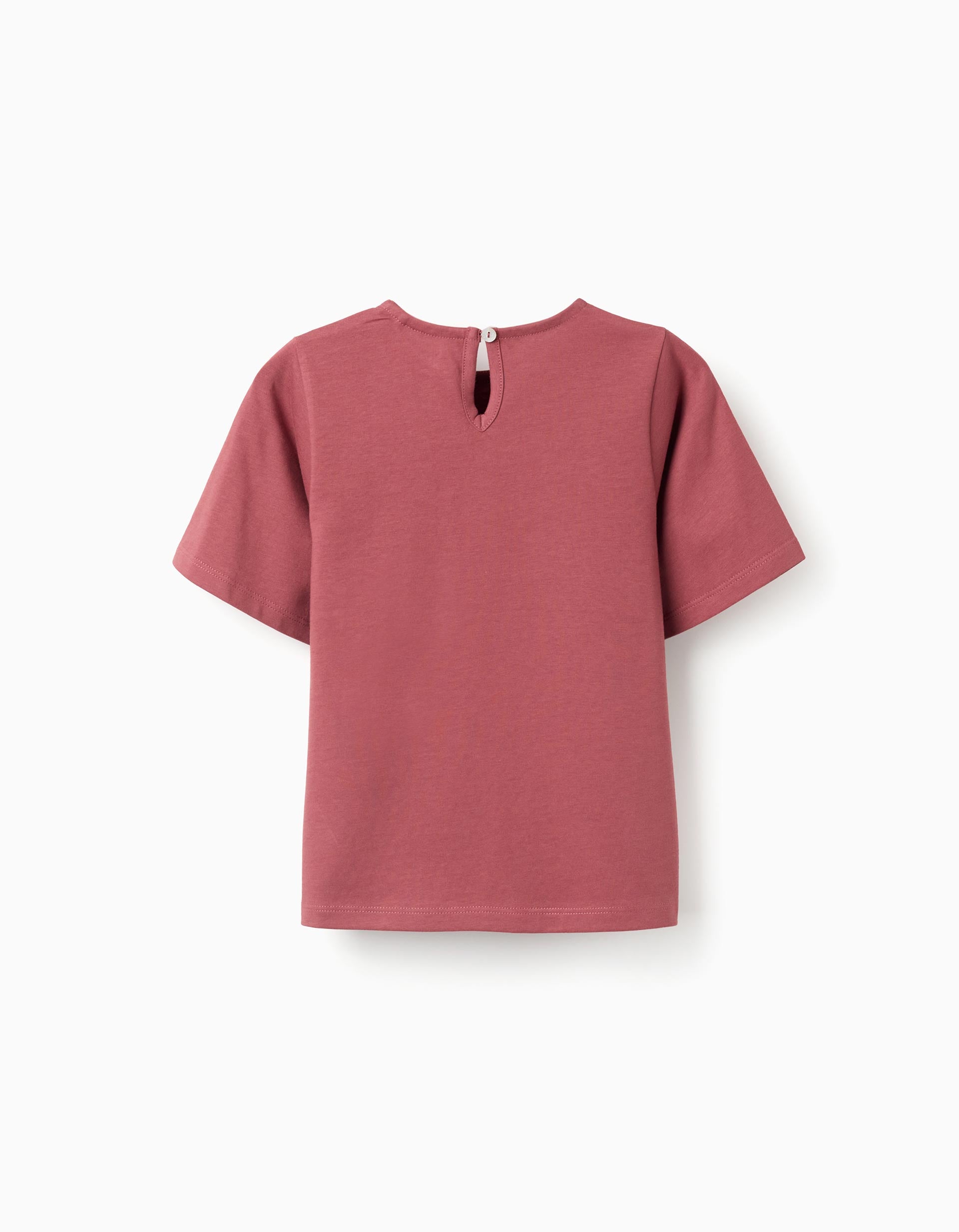 Cotton T-shirt with embroidered pocket for girls, brown