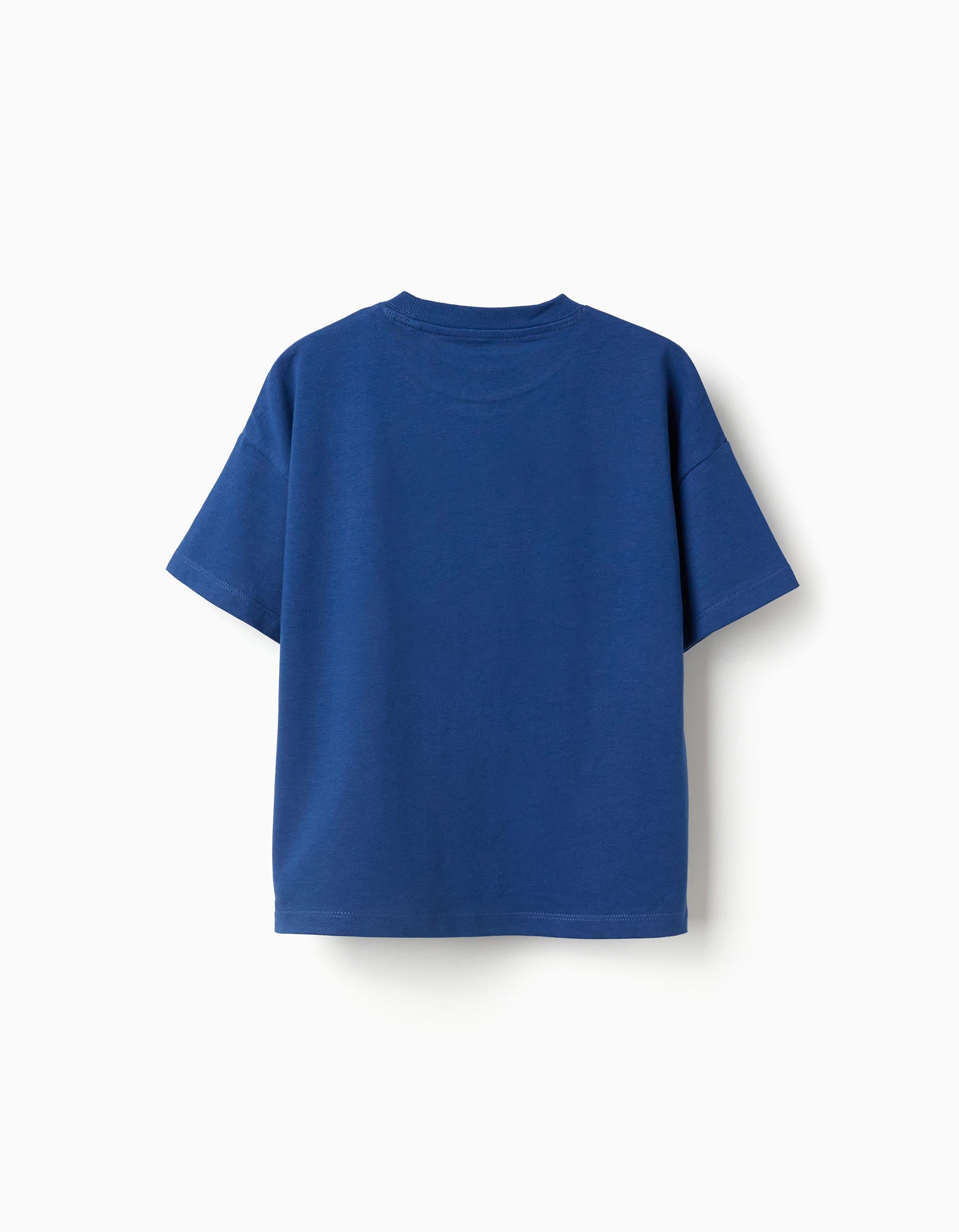 T-shirt en coton avec imprimé Spider-Man à l'avant pour garçon, bleu