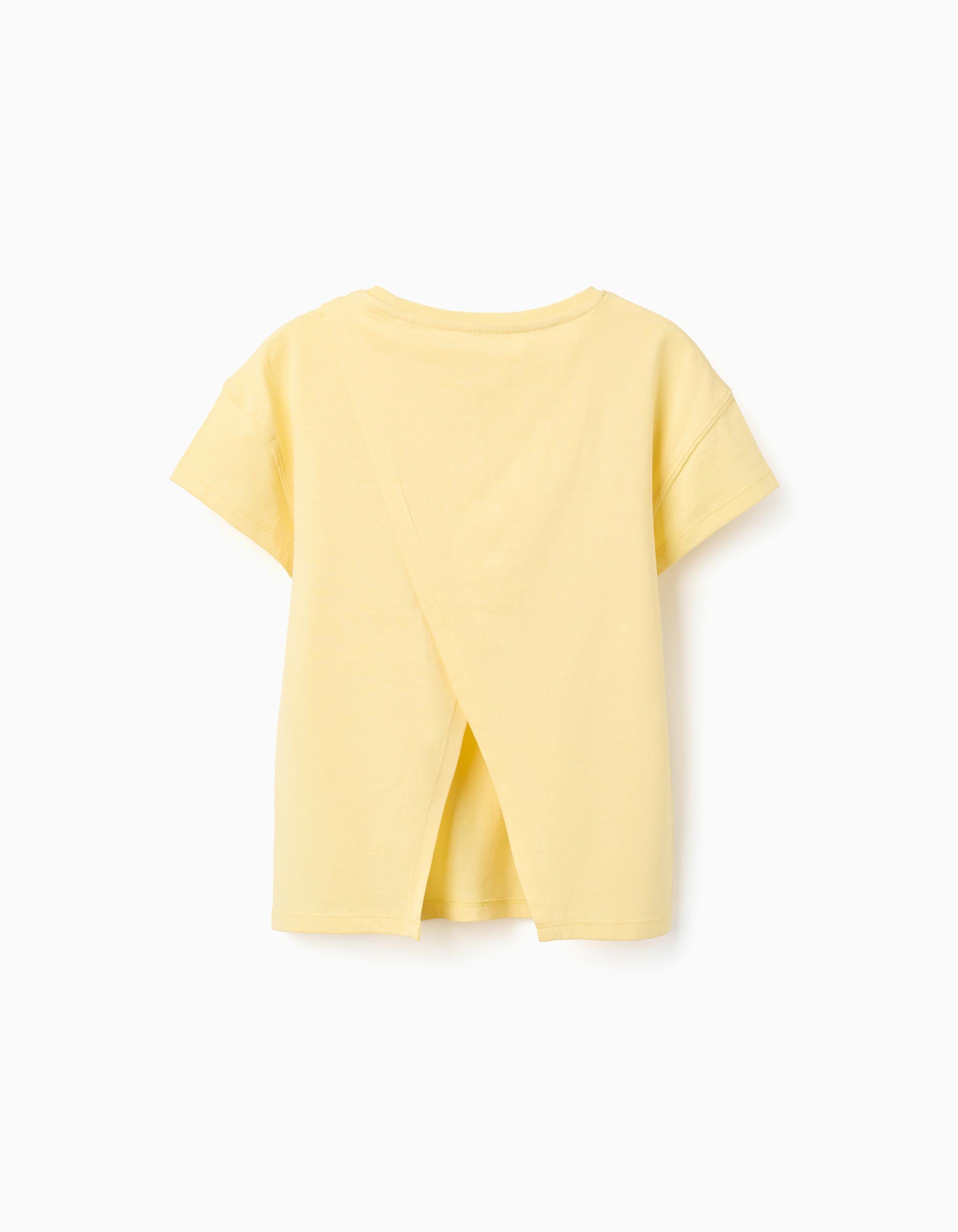 Cotton T-shirt with 3D floral print for girls, yellow/pink/orange