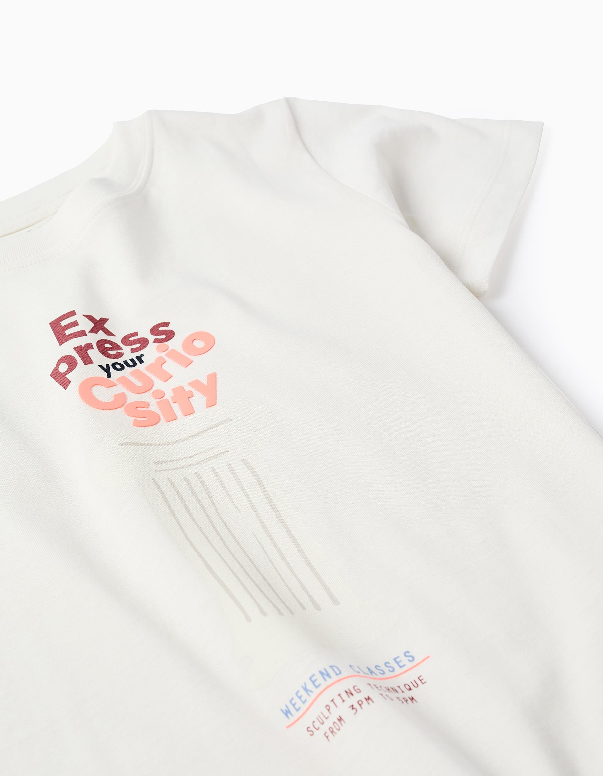 T-shirt en coton avec imprimé Curiosity pour garçon, blanc