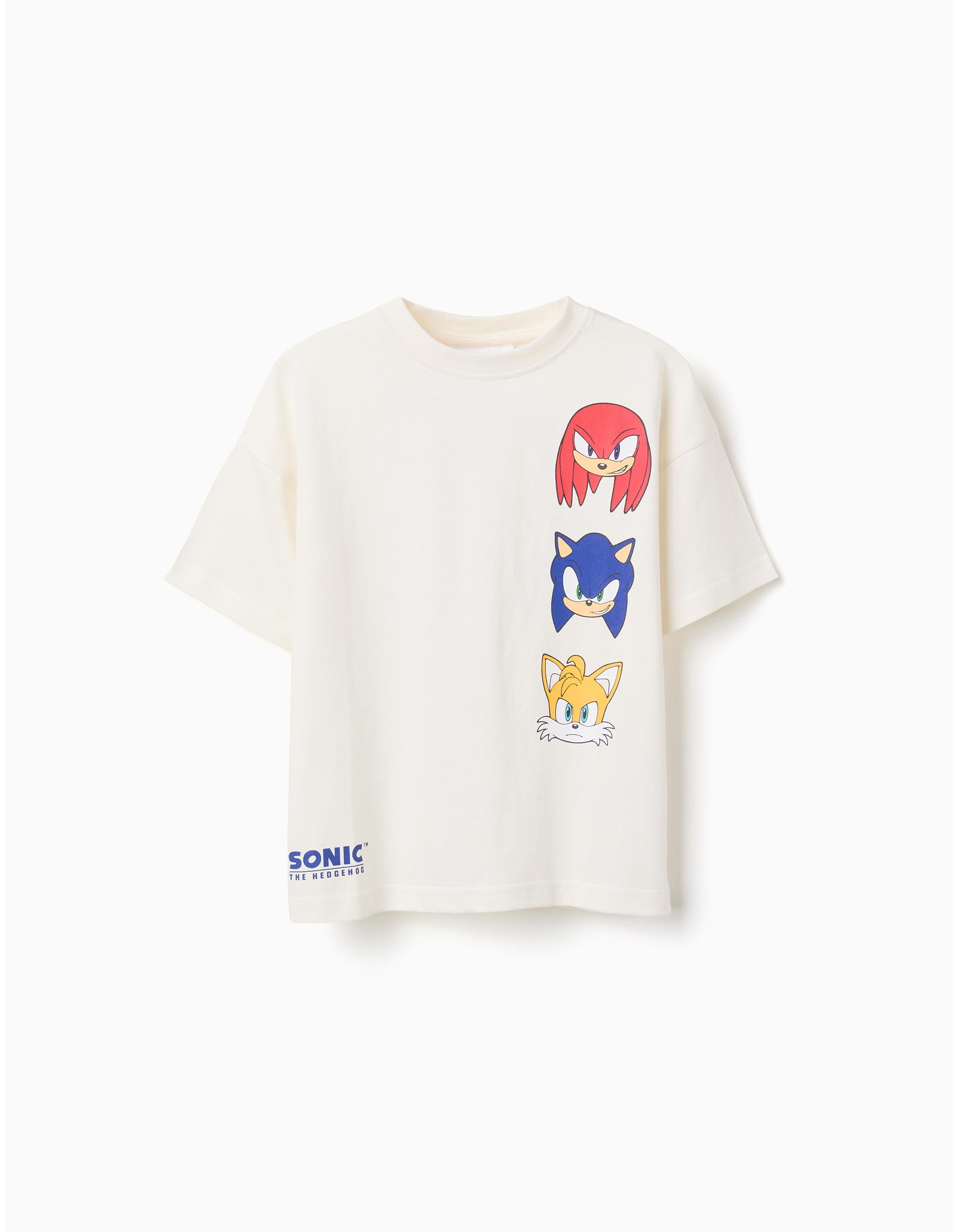 T-shirt de algodão com estampados Sonic & Friends para menino, branco