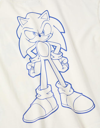 T-shirt de algodão com estampados Sonic & Friends para menino, branco