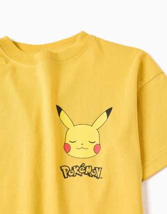 T-shirt em algodão com estampados Pikachu para menino, amarelo