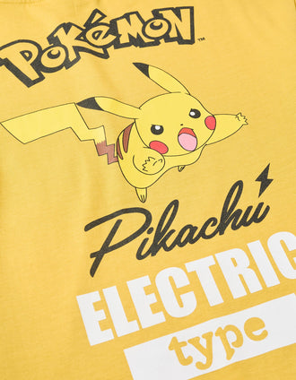 T-shirt em algodão com estampados Pikachu para menino, amarelo