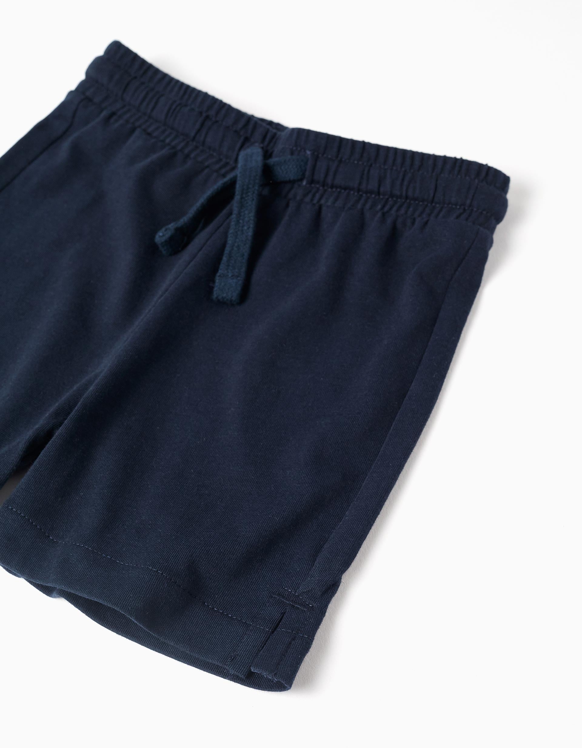 Camiseta con estampado + pantalón corto para bebé niño, blanco/azul oscuro