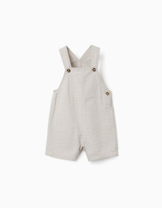 Salopette en coton à rayures pour bébé garçon, beige/bleu