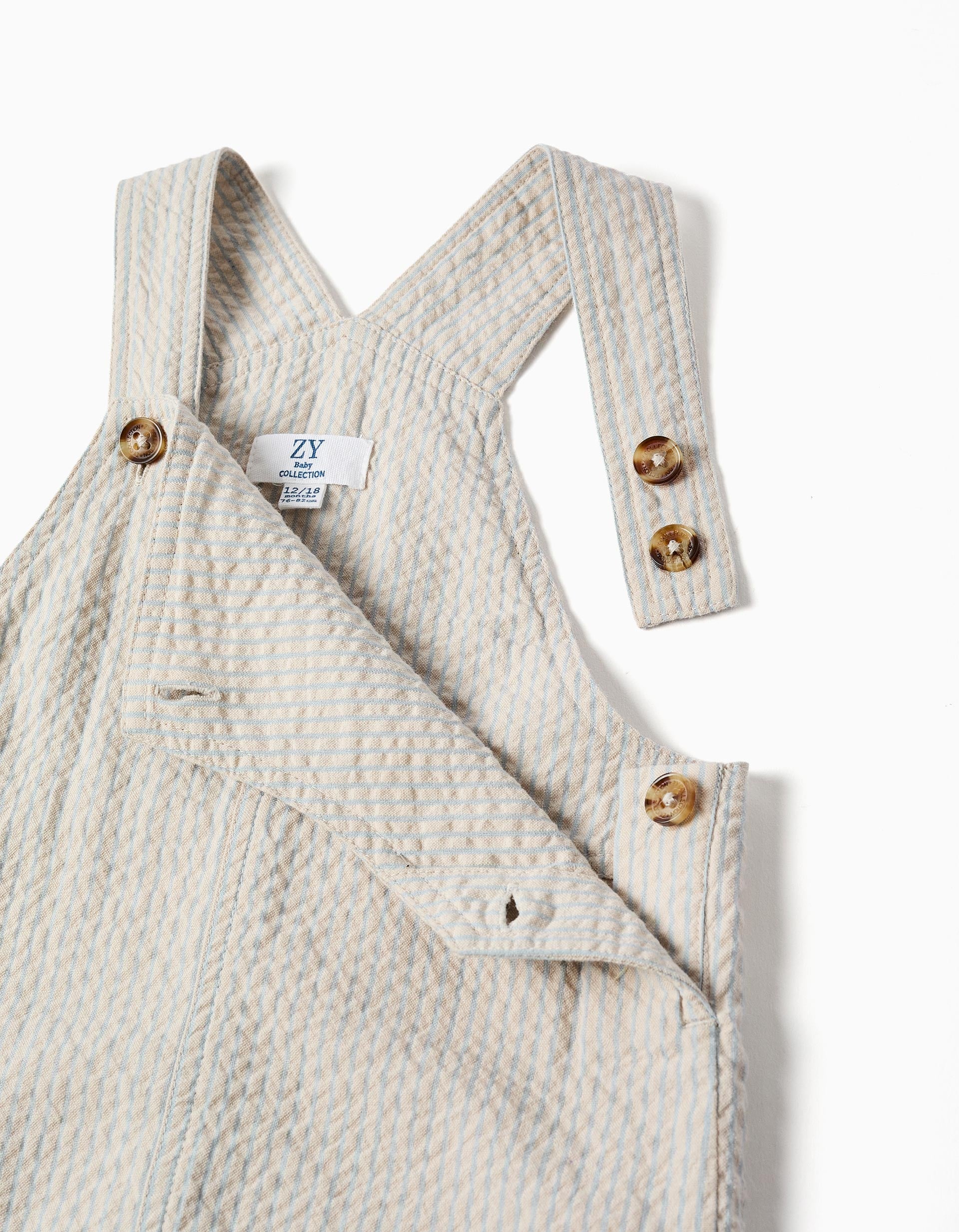Peto de algodón a rayas para bebé niño, beige/azul