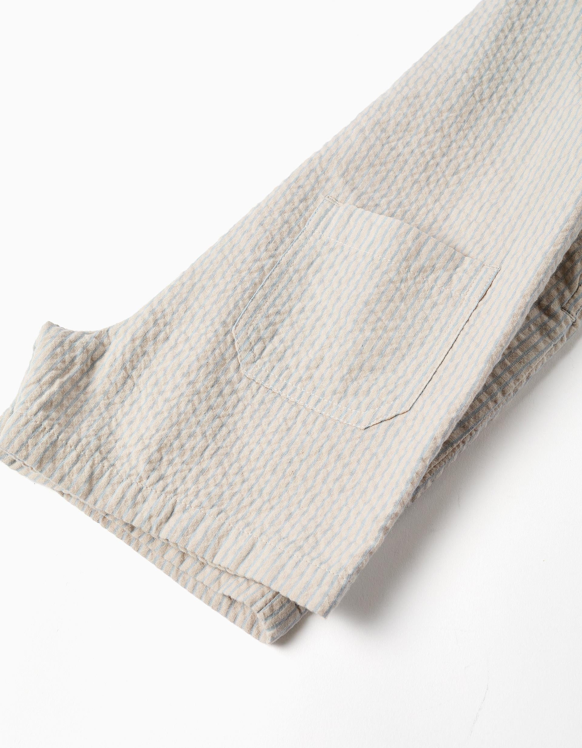 Peto de algodón a rayas para bebé niño, beige/azul
