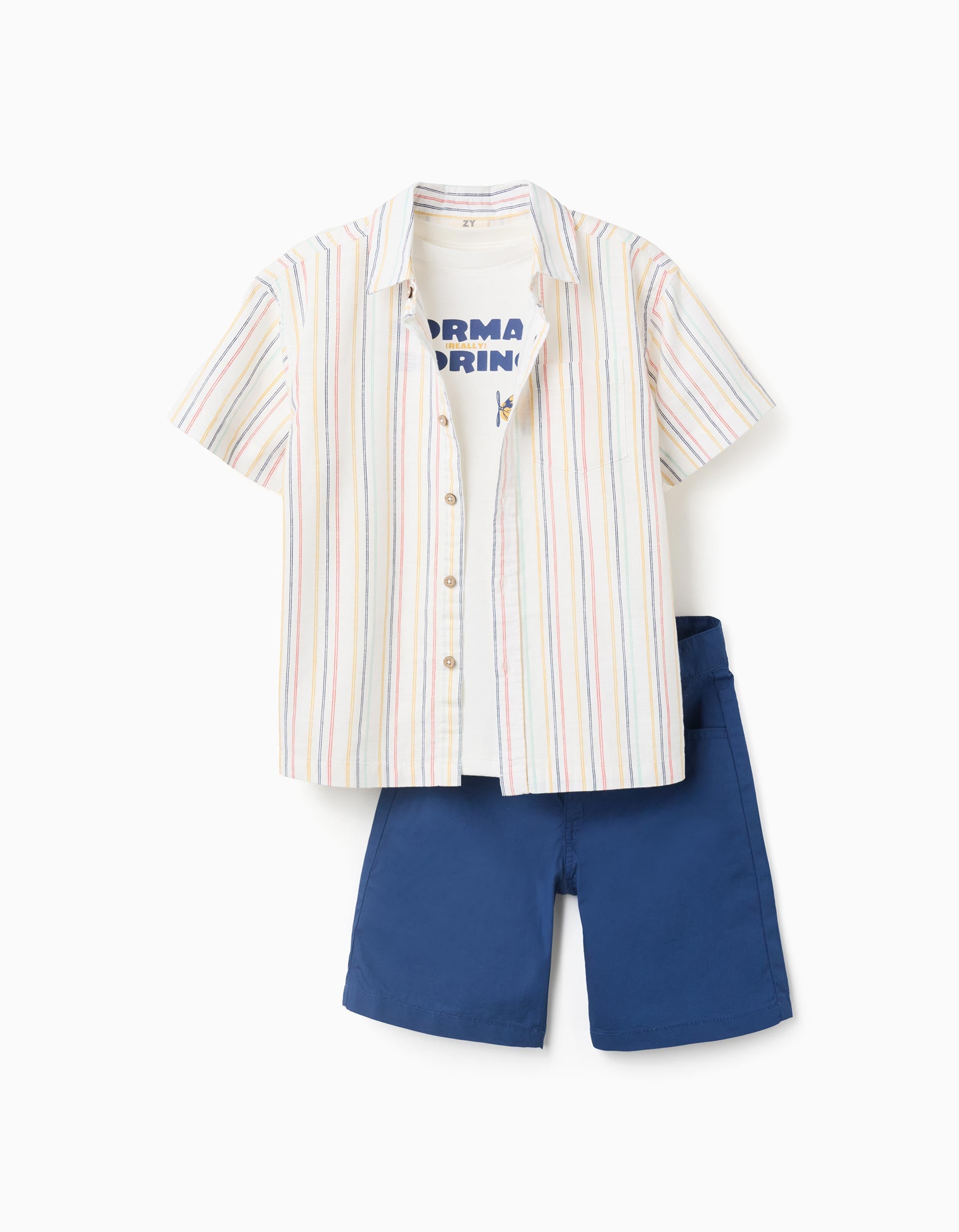 Conjunto de 3 piezas de manga corta de algodón para niño, multicolor