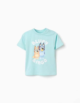 T-shirt en coton à imprimé Bluey et Bingo pour bébé et enfant, bleu