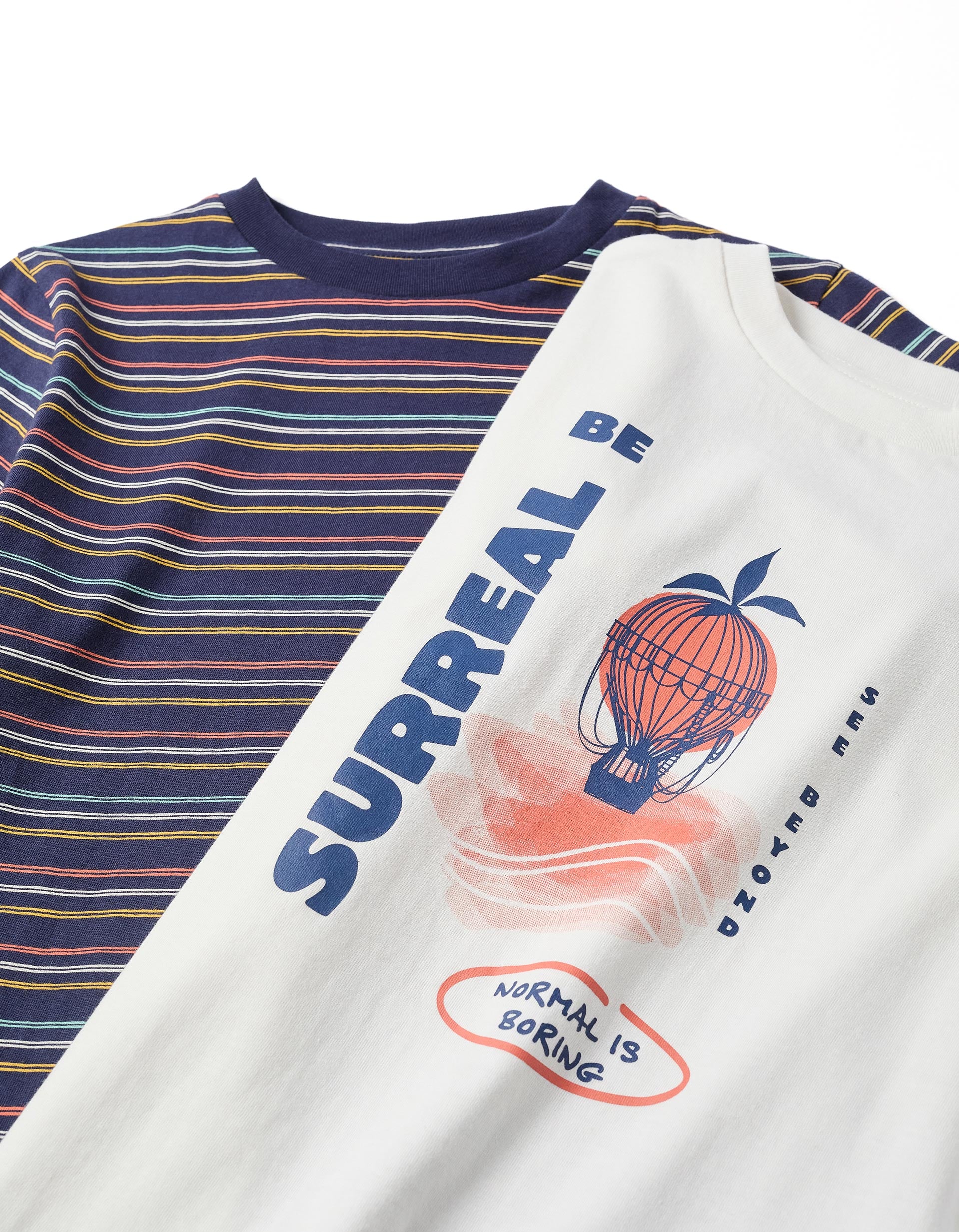 Pack de 2 T-shirts e 1 par de calções de algodão para menino, multicolor