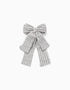Hair slide with striped bow B&S for babies and girls, white/grey