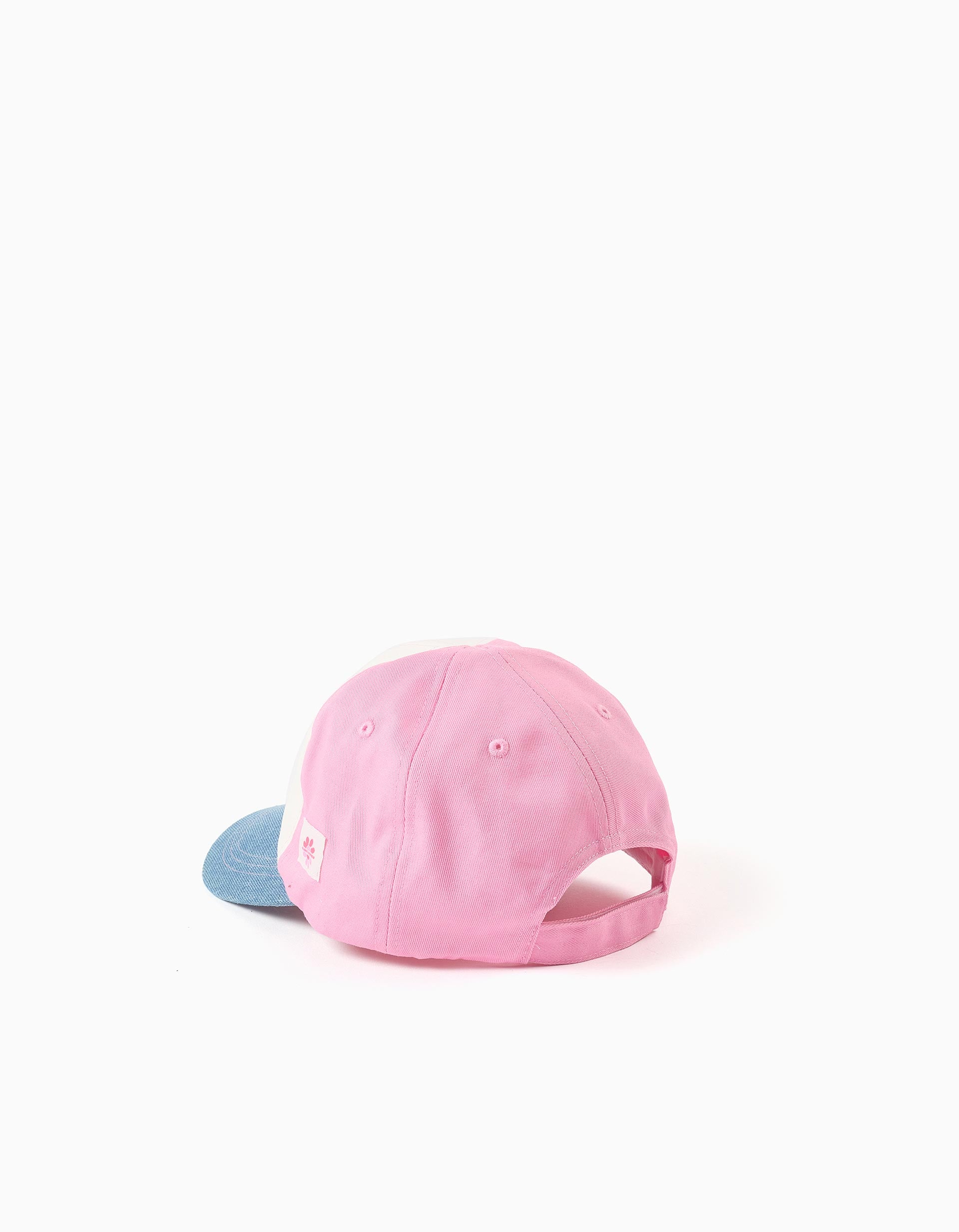 Boné de algodão com bloco de cores para bebé e menina, branco/azul/rosa