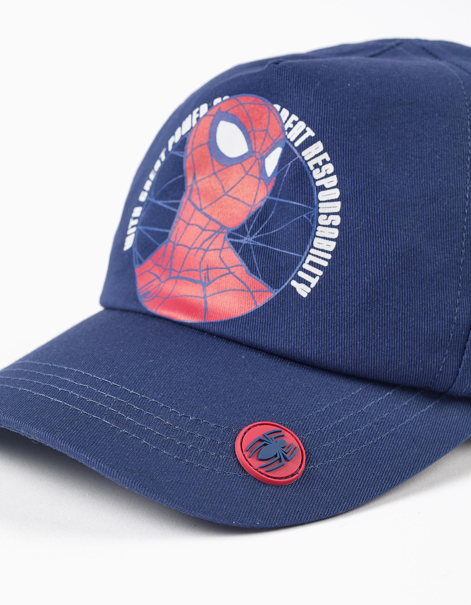 Casquette en sergé à imprimé Spider-Man pour bébé et garçon, bleu foncé