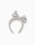 Striped padded Alice band with bow B&S for girls, white/grey