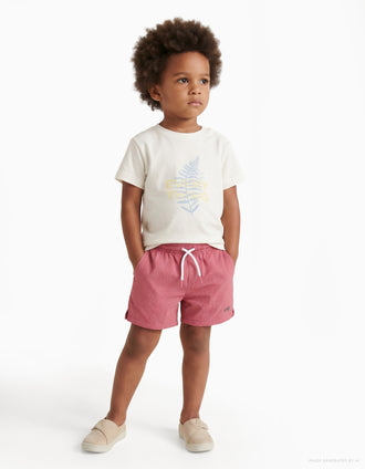Short de bain avec cordon et poche pour bébé garçon, rose foncé