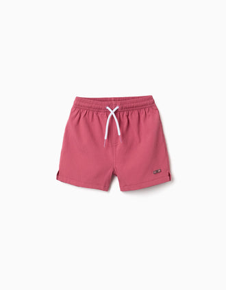 Short de bain avec cordon et poche pour bébé garçon, rose foncé