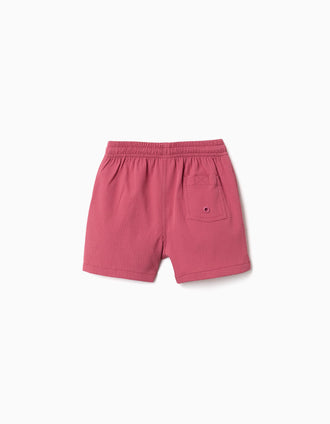 Short de bain avec cordon et poche pour bébé garçon, rose foncé