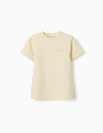 Ribbed T-shirt with Poetry print for boys, yellow