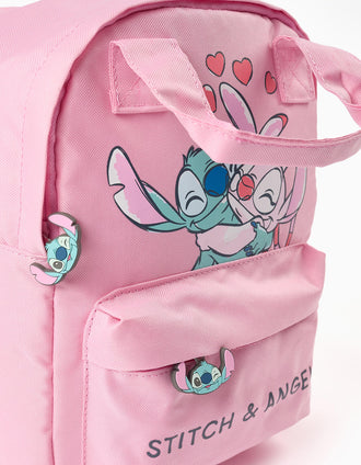 Sac à dos avec imprimé Stitch et Angel pour fille, rose