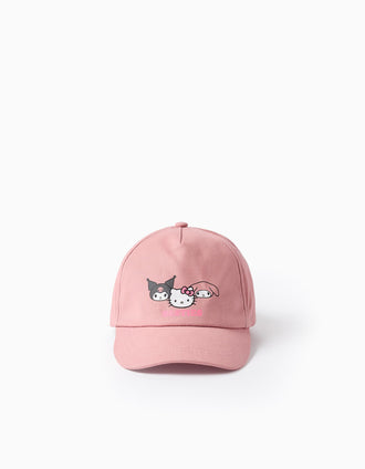 Boné de algodão com estampado Hello Kitty para bebé e menina, rosa