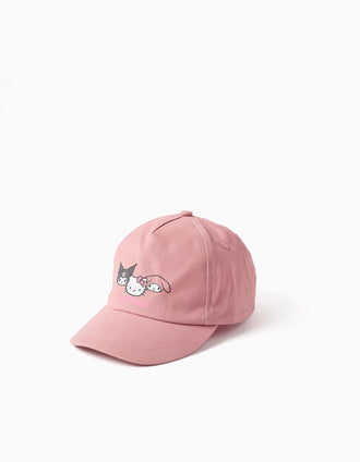 Boné de algodão com estampado Hello Kitty para bebé e menina, rosa