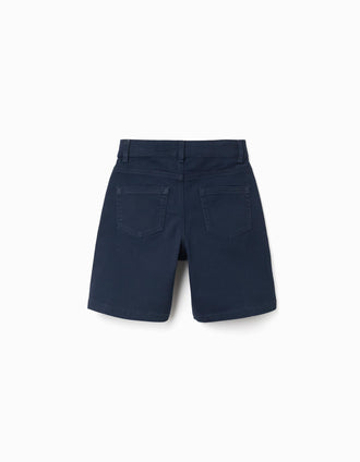 Bermudas midi de sarga con cinco bolsillos para niño, azul oscuro