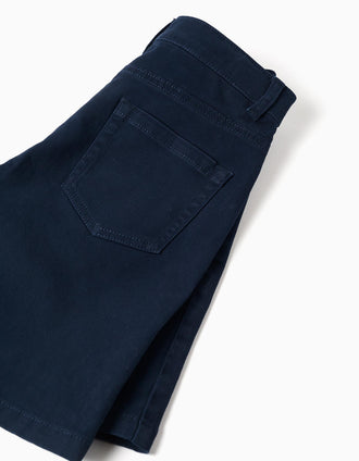 Bermudas midi de sarga con cinco bolsillos para niño, azul oscuro
