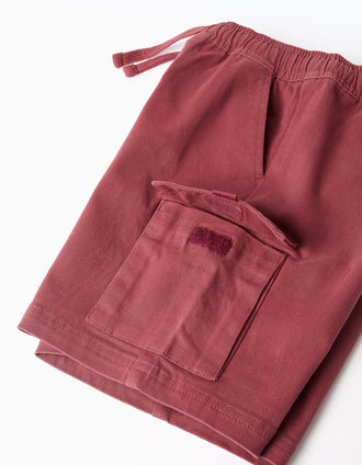 Bermudas largas cargo de sarga con cordón para niño, rojo oscuro