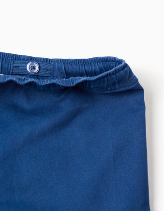 Bermudas largas cargo de sarga con cordón para niño, azul oscuro