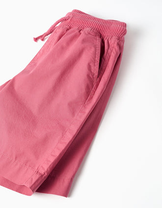 Calções midi em popelina com cordão e bolsos para menino, rosa-escuro