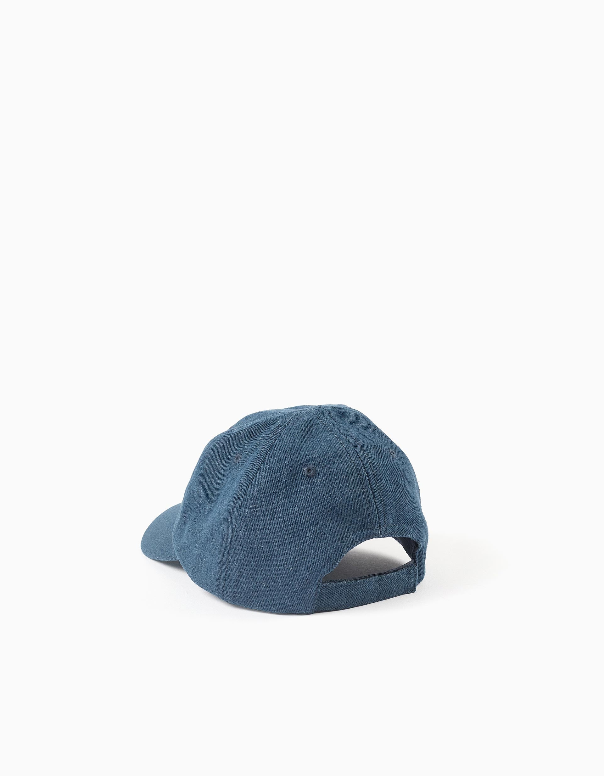 Boné em ganga de algodão para bebé e menino, azul-escuro