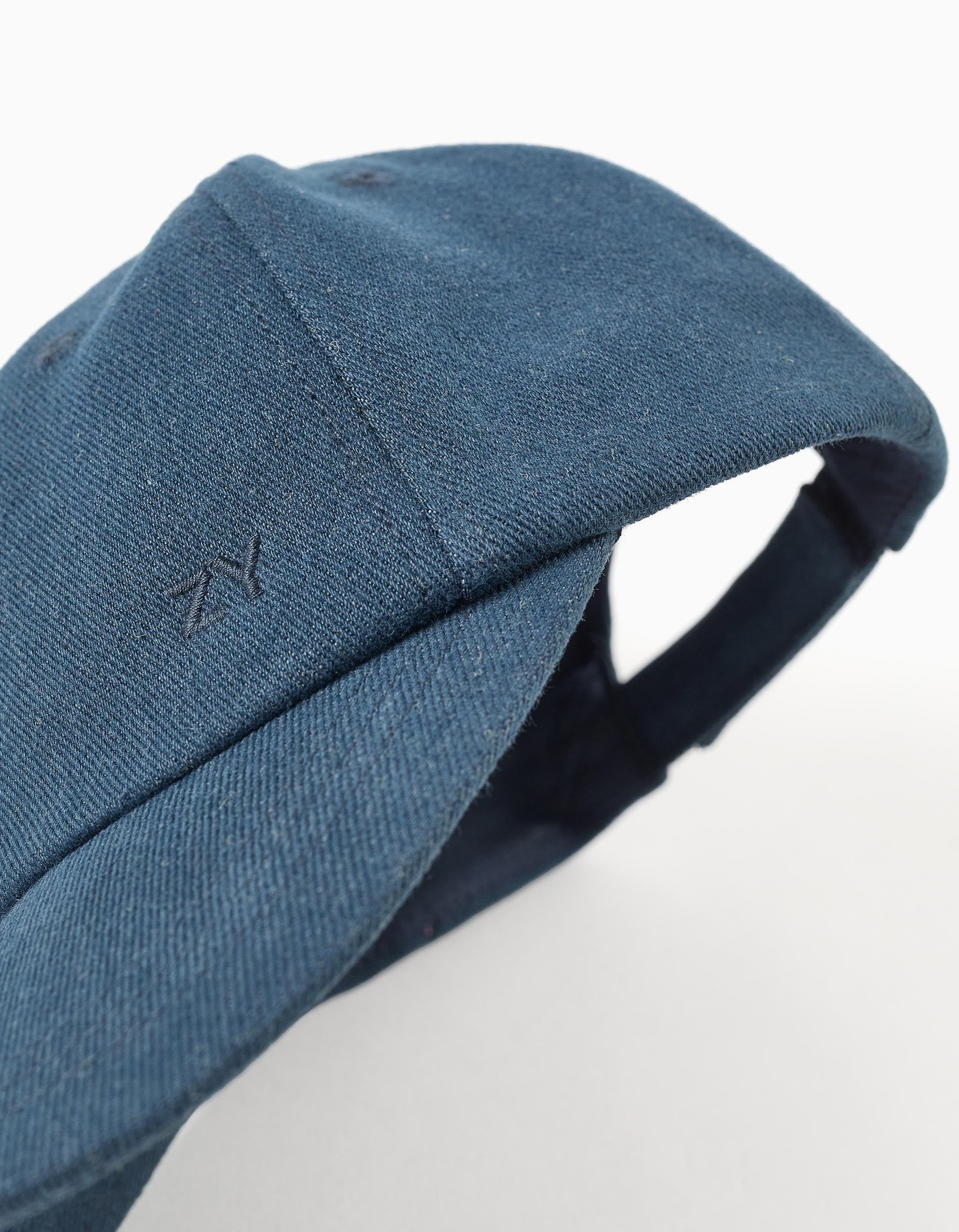 Boné em ganga de algodão para bebé e menino, azul-escuro