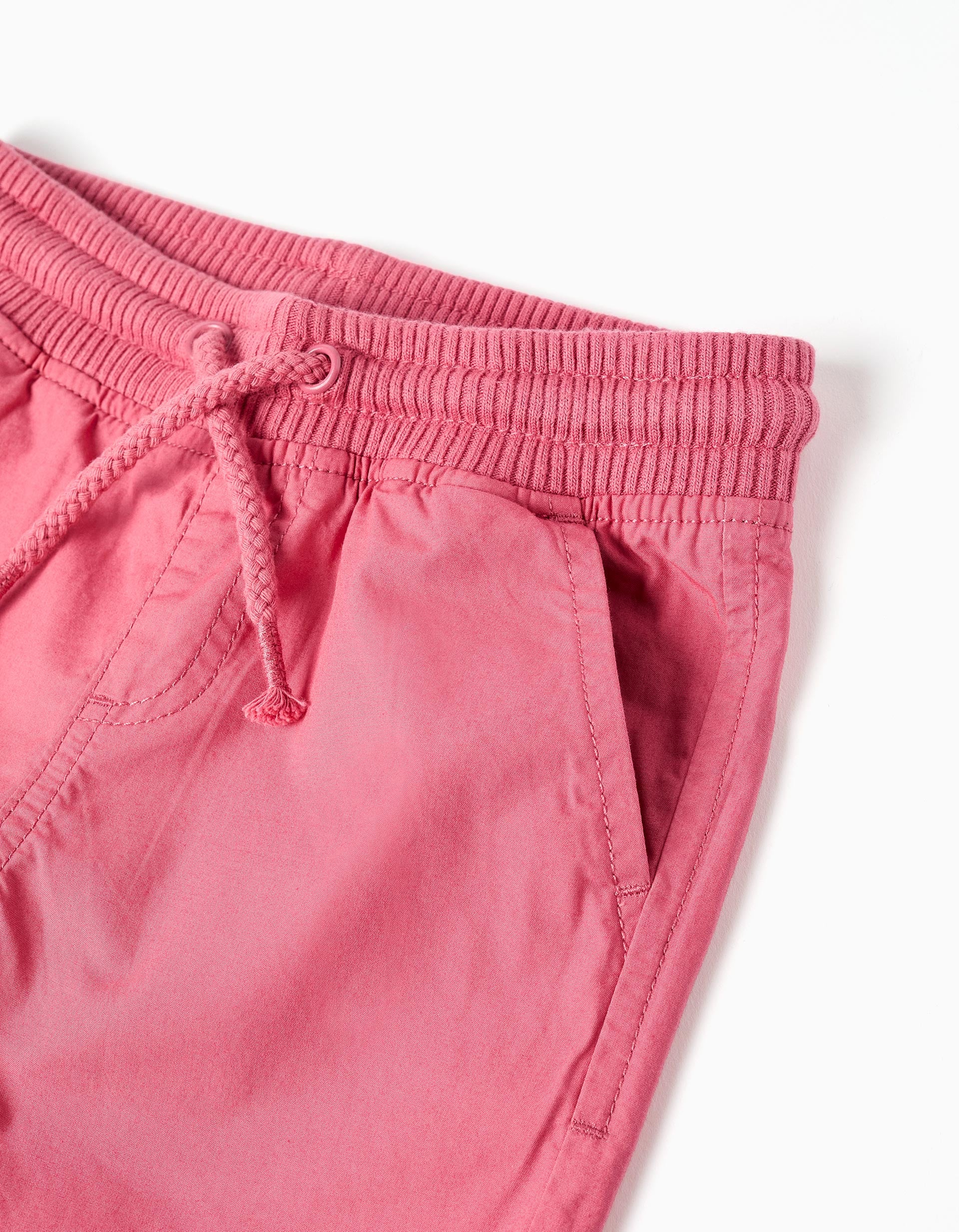 Bermudas midi de popelina con cordón para bebé niño, rosa oscuro