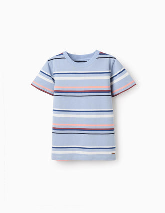 Striped cotton T-shirt for boys, multicolour