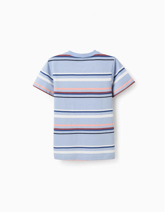 Striped cotton T-shirt for boys, multicolour