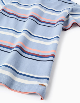 Striped cotton T-shirt for boys, multicolour