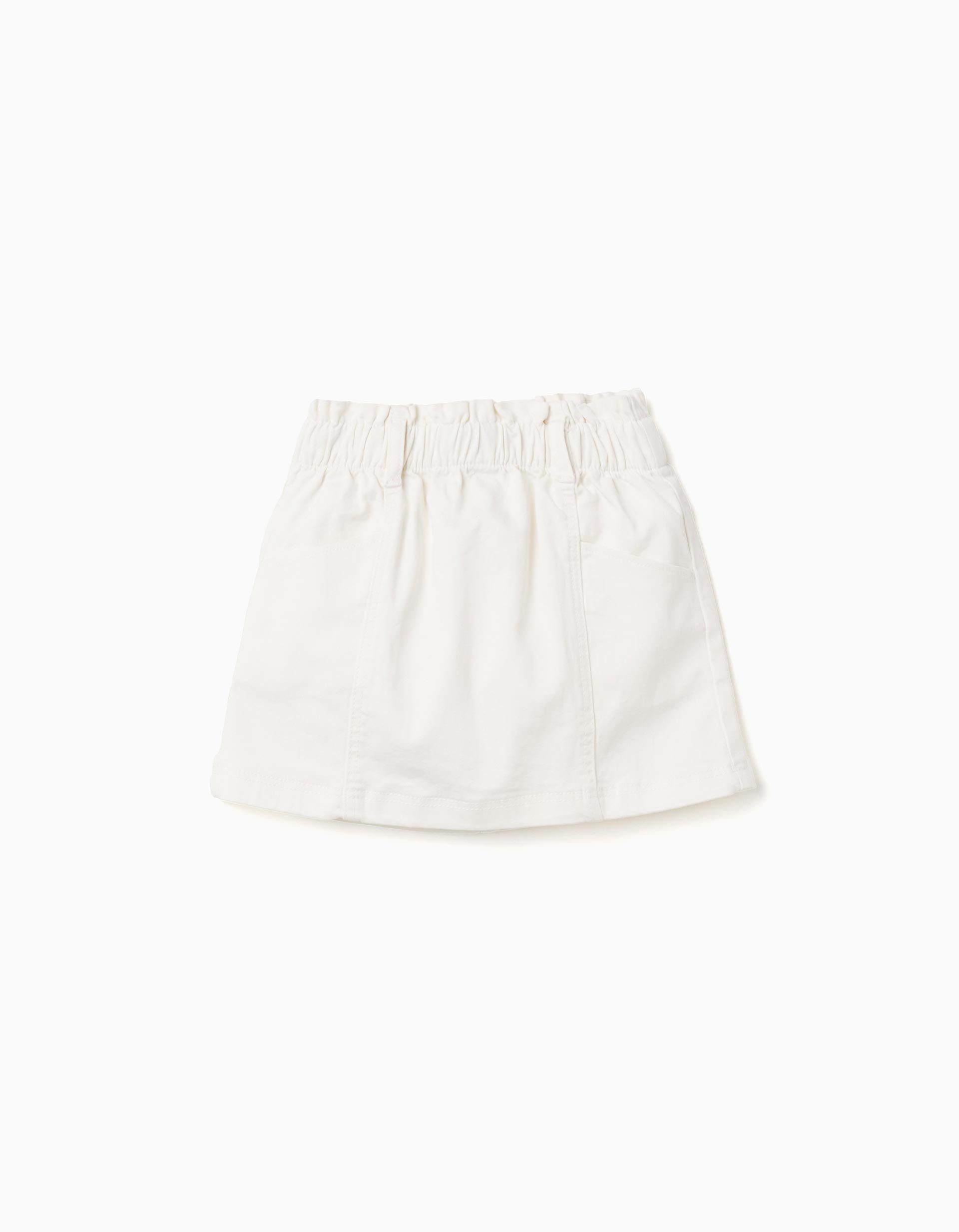 Jupe en sergé avec taille paperbag et poches pour fille, blanc