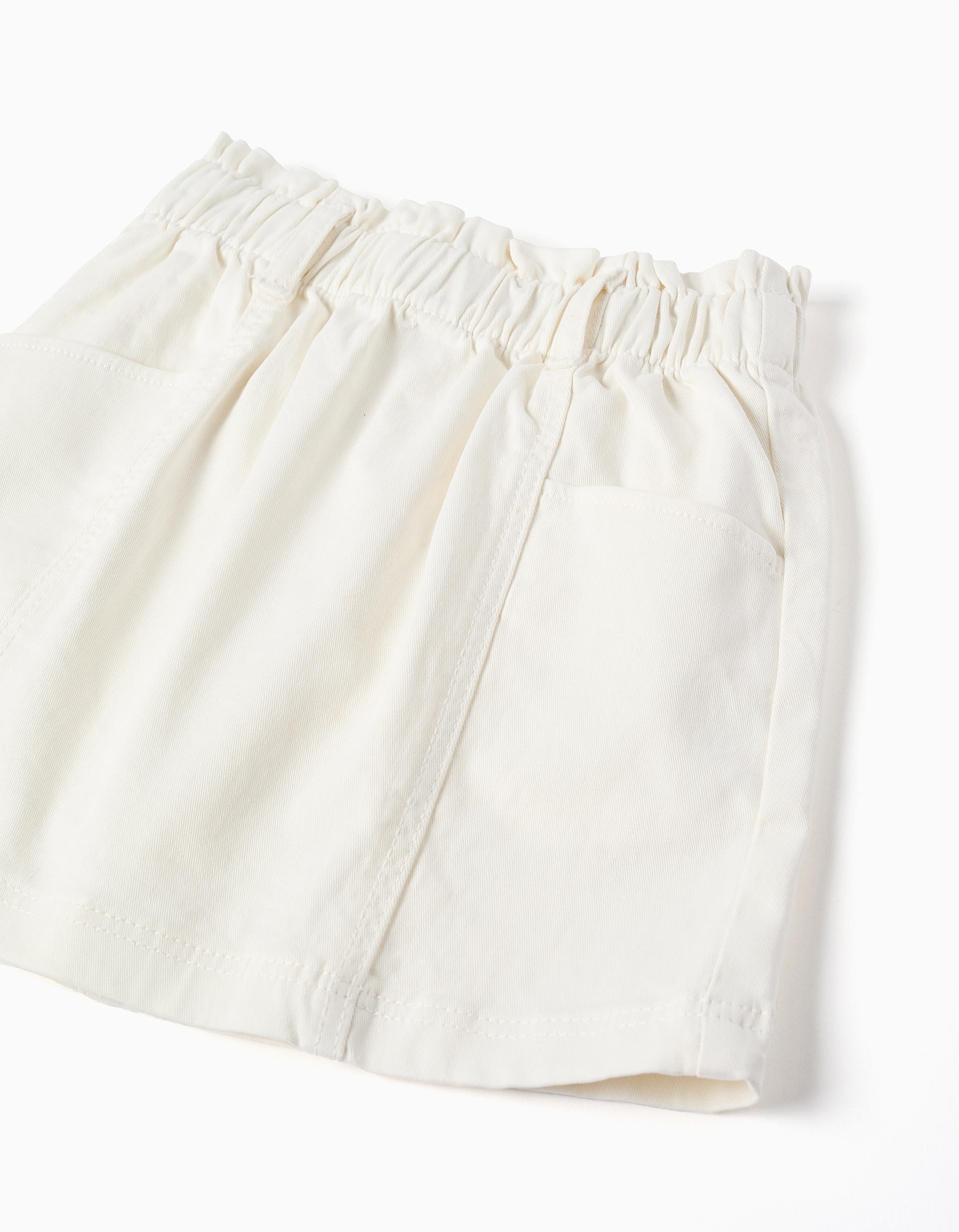 Jupe en sergé avec taille paperbag et poches pour fille, blanc