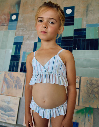 Maillot de bain 2 pièces à rayures ethniques B&S pour fille, multicolore