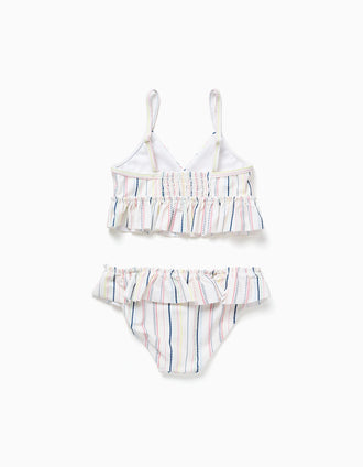 Maillot de bain 2 pièces à rayures ethniques B&S pour fille, multicolore