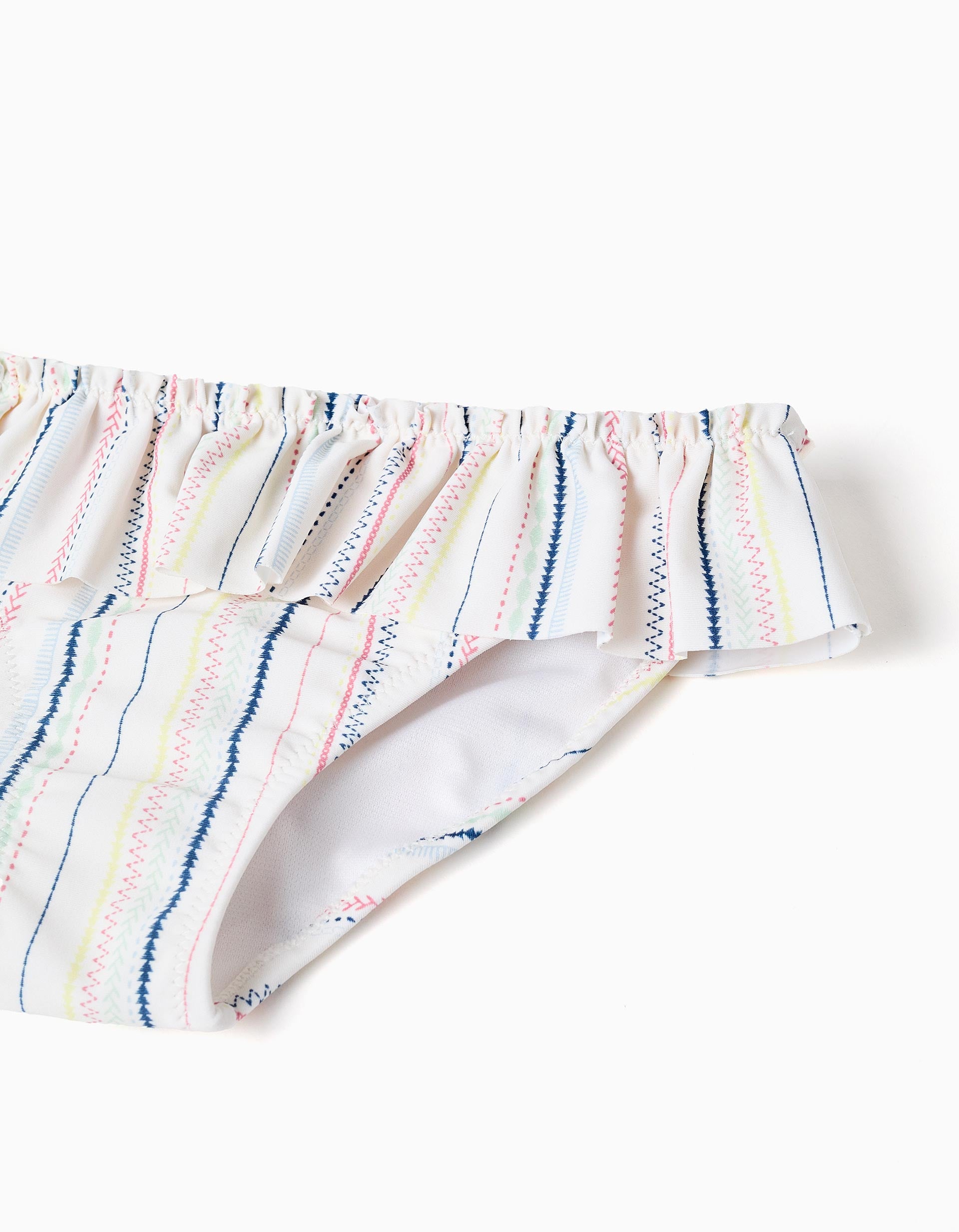Bikini con rayas étnicas y volantes B&S para niña, multicolor