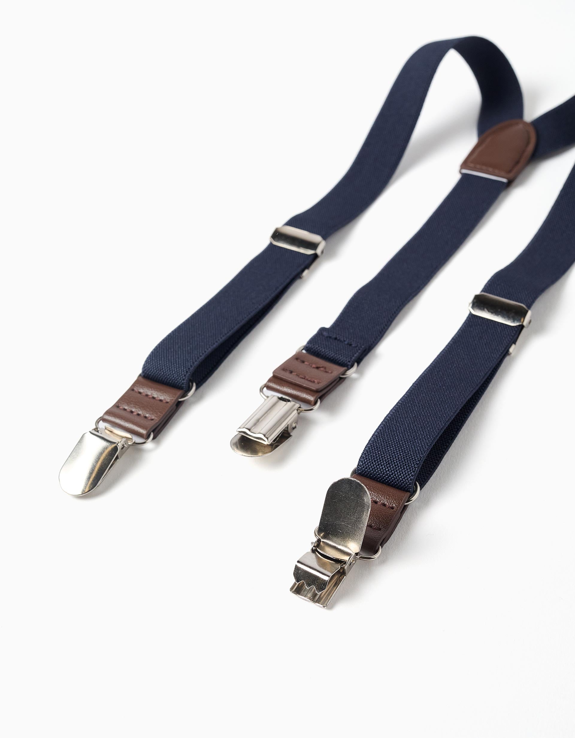 Adjustable elastic braces for boys, dark blue
