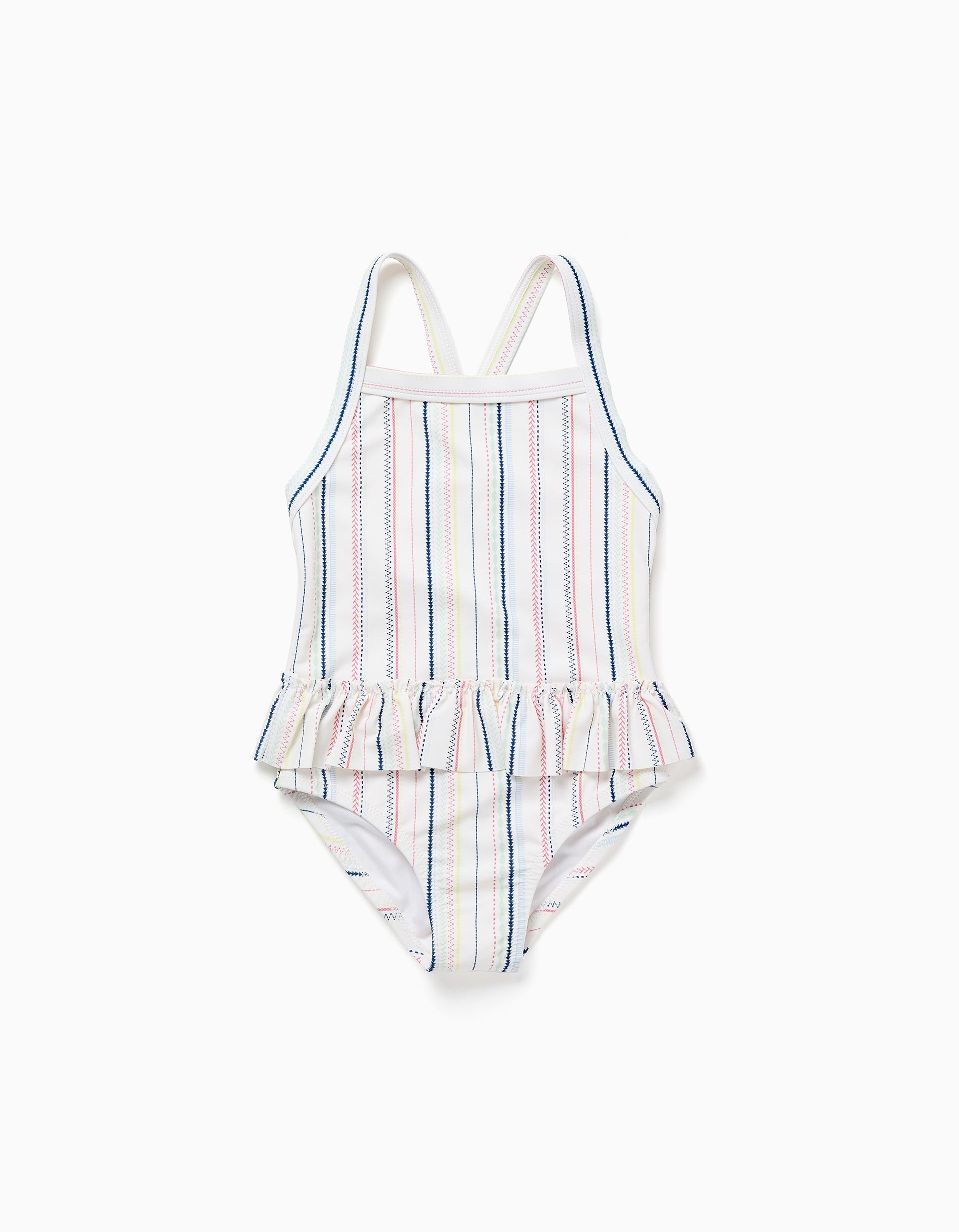 Fato de banho com riscas étnicas B&S para bebé menina, multicolor