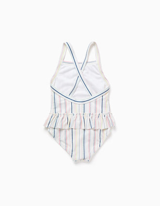 Maillot de bain à rayures ethniques et volants B&S pour bébé fille, multicolore