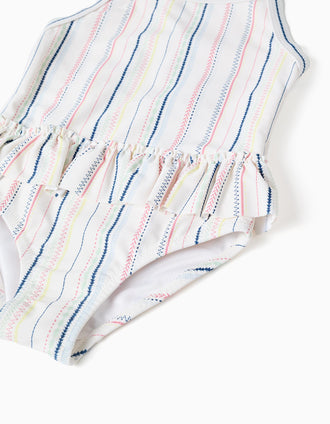 Maillot de bain à rayures ethniques et volants B&S pour bébé fille, multicolore
