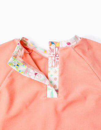 Ensemble de bain avec protection UV 40+ et motif pour bébé et fille, corail