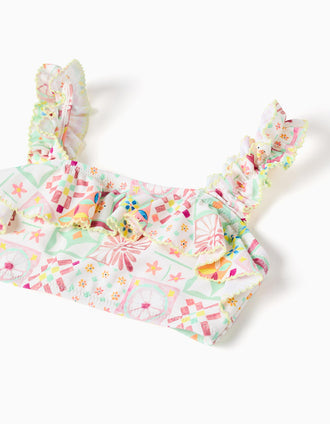 Maillot de bain 2 pièces avec motif mosaïque pour fille, multicolore