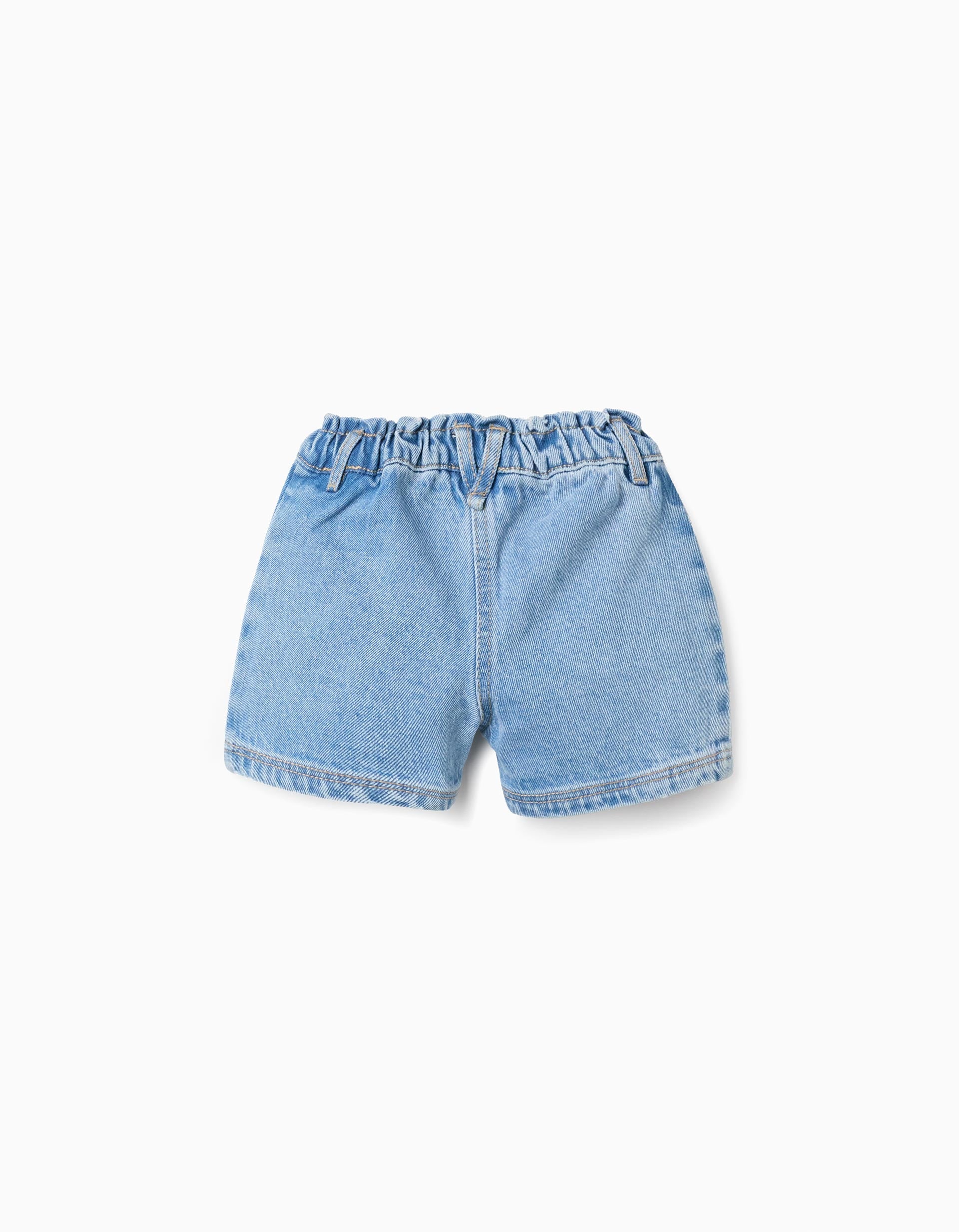 Shorts vaqueros con bolsillos delanteros para bebé niña, azul claro