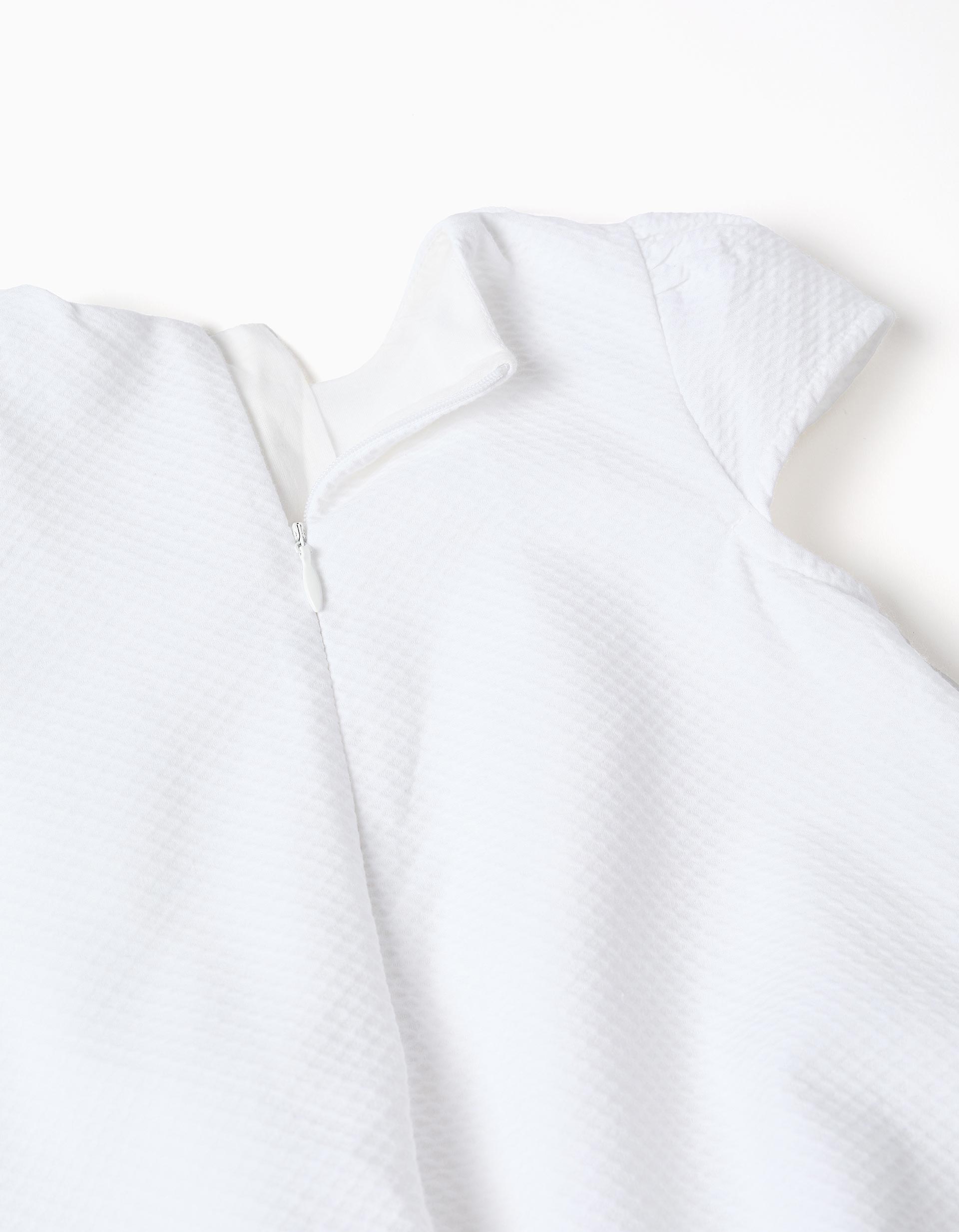 Vestido de algodão com efeito balão para recém-nascida e bebé, branco